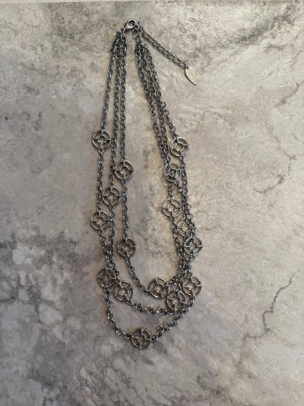 Coldwater Creek Triple strand Silver tone Nautical Necklace
